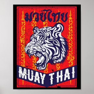 Muay Thai Tiger Training Mma Street Fight Kickboxi Poster