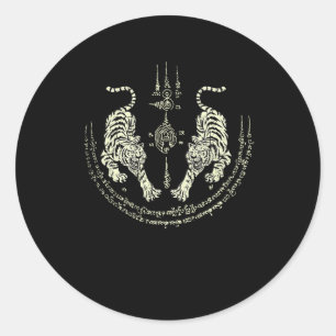 Muay Thai Tigers Martial Art Fighter Kickboxing Di Classic Round Sticker