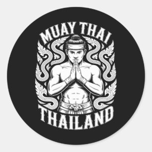 Muay Thai Training Kickboxing Thailand Vintage Tig Classic Round Sticker