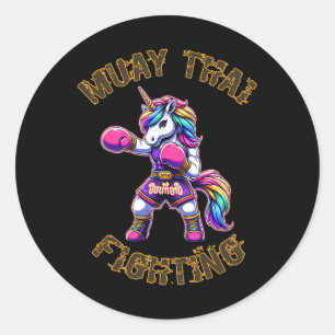 Muay Thai Unicorn - Unicorn Kickboxing Thai Boxing Classic Round Sticker