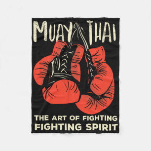 Muay Thai Vintage Retro Art Of Fighting Kickboxing Fleece Blanket