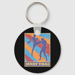 Muay Thai Vintage Retro Colors Kickboxing Mma Boxe Key Ring