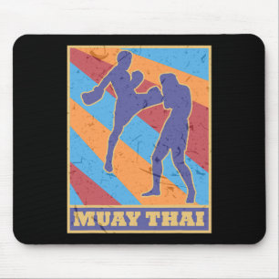 Muay Thai Vintage Retro Colors Kickboxing Mma Boxe Mouse Pad
