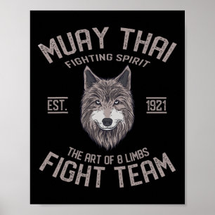 Muay Thai Wolf Thai Boxing Kickboxing Poster