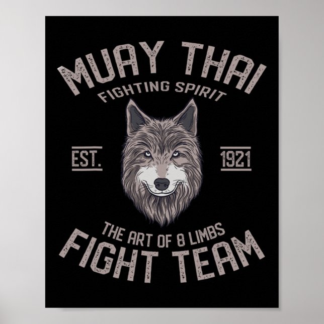 Muay Thai Wolf Thai Boxing Kickboxing  Poster (Front)