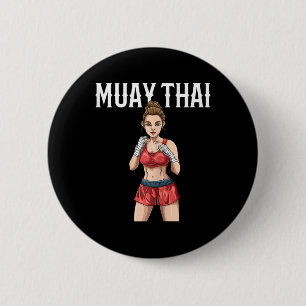 Muay Thai Woman - Thai Boxing And Kickboxing 6 Cm Round Badge