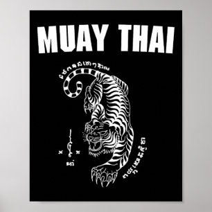 Muay Thailand Sak Yant Art Tattoo Tiger Kickboxing Poster