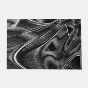 Much crooked with grey grooves in black background doormat