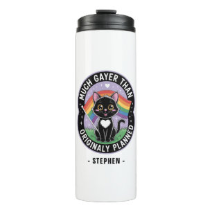 Much Gayer – Funny Cute Black Cat LGBTQ Pride Thermal Tumbler