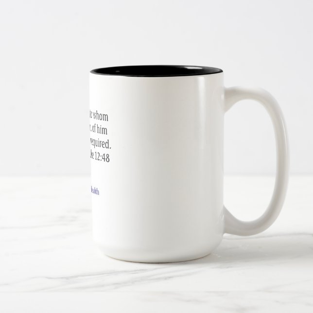 Much Is Required - Luke 12:48 Two-Tone Coffee Mug (Right)