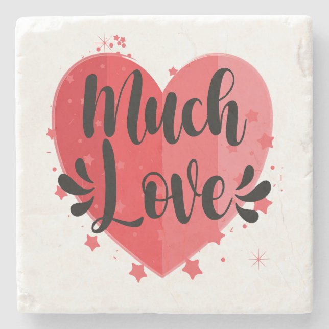 Much Love, Big Heart Stone Coaster (Front)