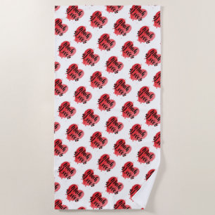 Much Love, Cute Hearts Beach Towel
