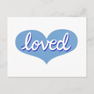 MUCH LOVED - Adored - Blue love heart Postcard