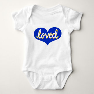 MUCH LOVED - blue love heart- Baby boy/girl Baby Bodysuit