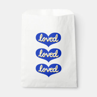 MUCH LOVED -Blue love hearts Favour Bag
