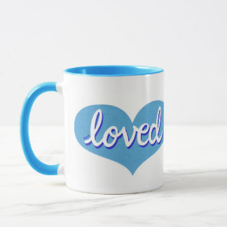 MUCH LOVED - Blue love hearts Mug