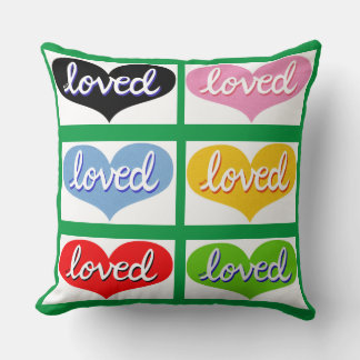 MUCH LOVED-  Multi-coloured love hearts- boy/girl Cushion