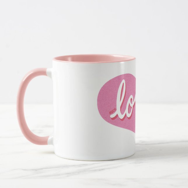 MUCH LOVED - Pink love heart Mug (Left)
