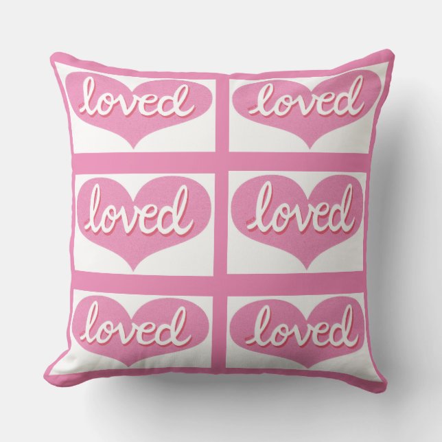 MUCH LOVED-  Pink love hearts - girl Cushion (Front)