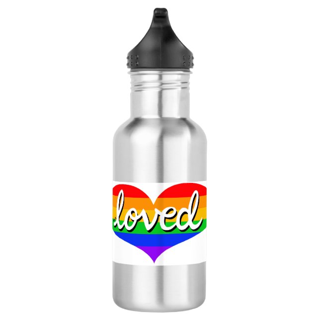 MUCH LOVED - Rainbow love heart 532 Ml Water Bottle (Right)