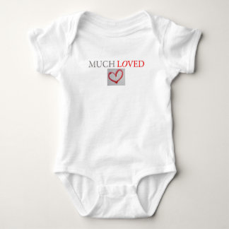 MUCH LOVED - Red graffiti heart - boy/girl Baby Bodysuit