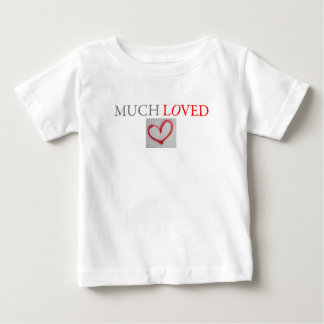 MUCH LOVED - Red graffiti love heart  - boy/girl Baby T-Shirt