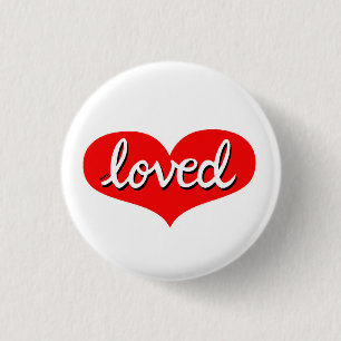 Much Loved - Red love heart - 3 Cm Round Badge