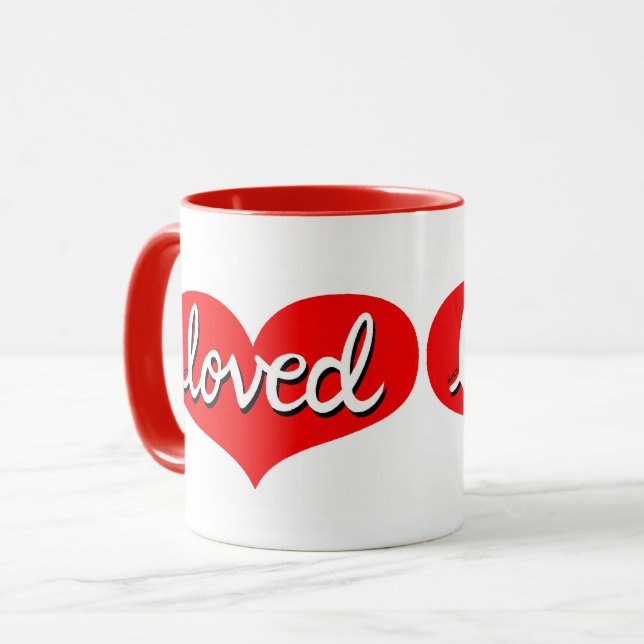 MUCH LOVED - Red love heart- Mug (Front Left)