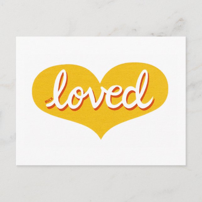 MUCH LOVED - Yellow love heart - Postcard (Front)
