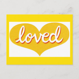 MUCH LOVED - Yellow love heart Postcard