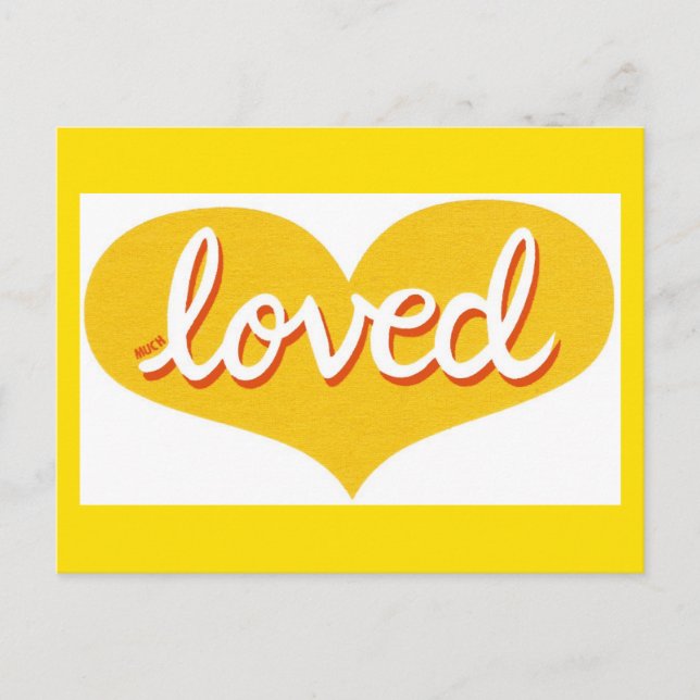 MUCH LOVED - Yellow love heart Postcard (Front)