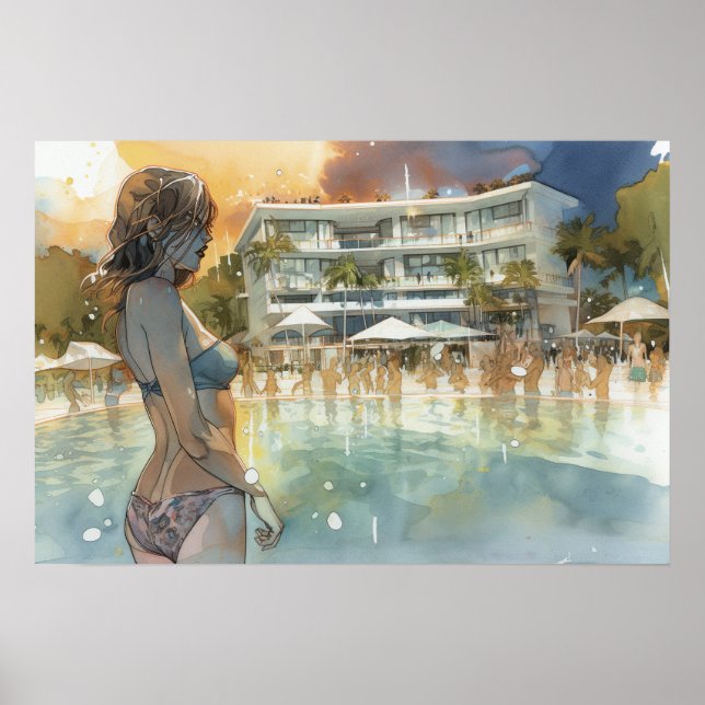 Much needed downtime at the pool poster (Front)