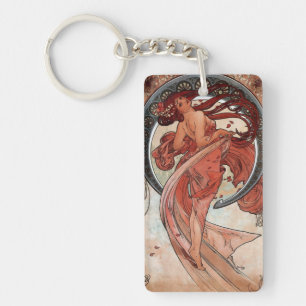 Mucha art deco nouveau dance woman key ring