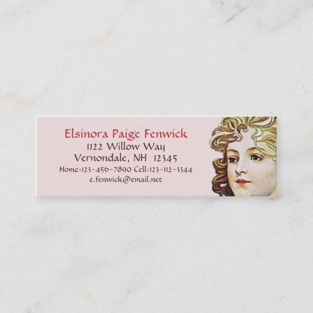 Mucha Art Nouveau Bookmark Skinny Business Card (Front)