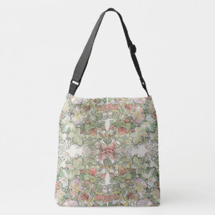 Mucha Art Nouveau Hollyhock Honeysuckle Floral Crossbody Bag