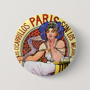 Mucha Art Nouveau Illustration 6 Cm Round Badge