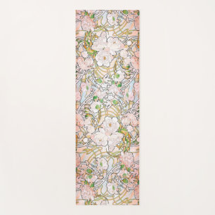 Mucha Art Nouveau Peony Flowers Fitness Mat
