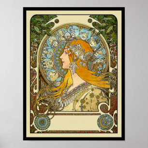 Mucha Art Nouveau Poster -  Zodiac  - La Plume