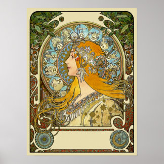 Mucha Art Nouveau Poster -  Zodiac  - La Plume