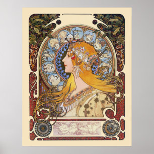 Mucha Art Nouveau Poster -  Zodiac  - La Plume