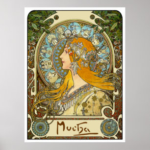 Mucha Art Nouveau Poster -  Zodiac  - La Plume