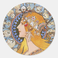 Mucha Art Nouveau Poster - Zodiac - La Plume