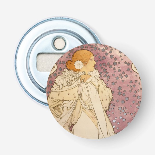 Mucha Art Nouveau Woman Beauty Bottle Opener (Front)