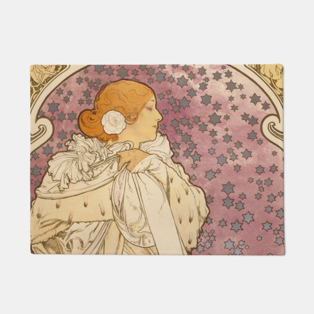 Mucha Art Nouveau Woman Beauty Doormat (Front)