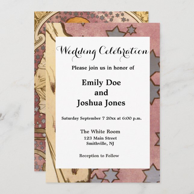 Mucha Art Nouveau Woman Beauty Invitation (Front/Back)