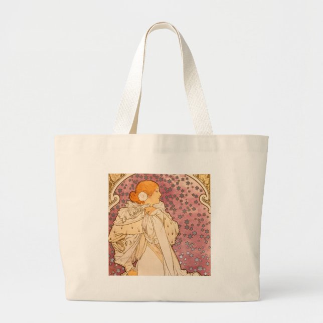 Mucha Art Nouveau Woman Beauty Large Tote Bag (Front)