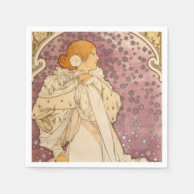 Mucha Art Nouveau Woman Beauty Napkin (Front)
