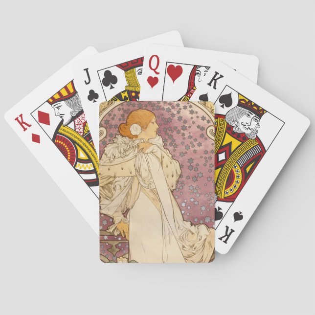 Mucha Art Nouveau Woman Beauty Playing Cards (Back)