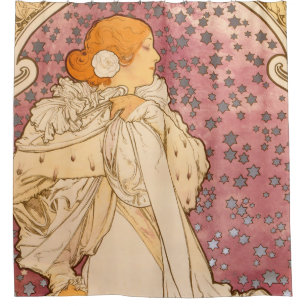 Mucha Art Nouveau Woman Beauty Shower Curtain