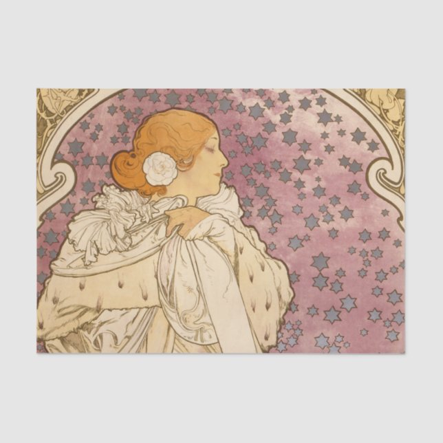 Mucha Art Nouveau Woman Beauty Tissue Paper (Front)